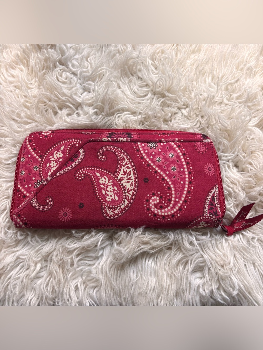 Vera Bradley~ Mesa Red Paisley~ Large Passport/ Travel Wallet